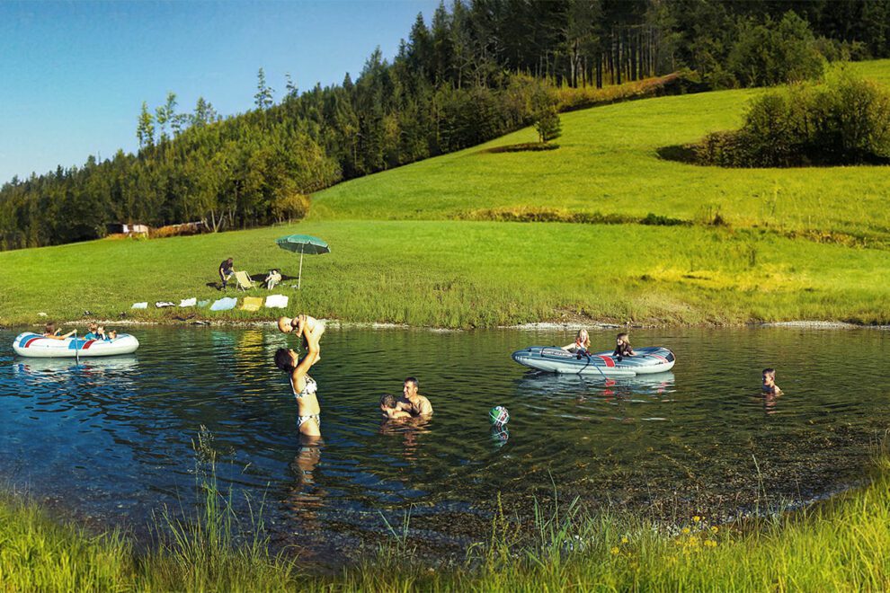 Badeteich am Steinbachgut, Urlaub am Bauernhof in Flachau